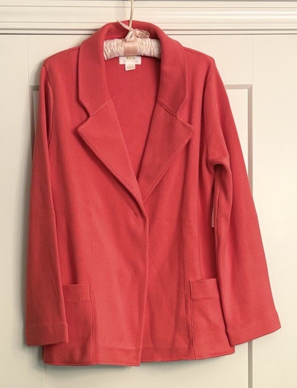 Anthropologie Maeve Sz M Sweater Blazer Coral Cotton Blend NWT